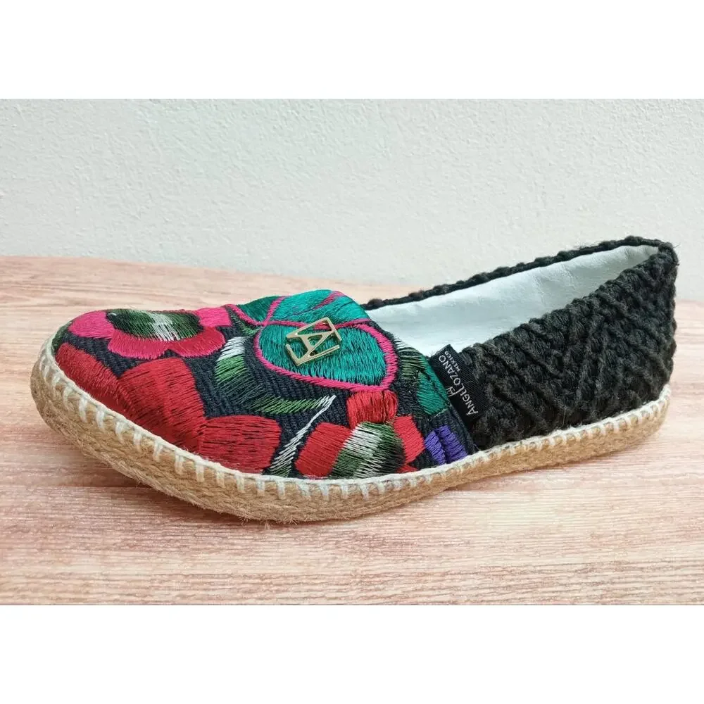 Angel Lozano Mexico Women’s Shoes Flats Floral Embroidered Size 6